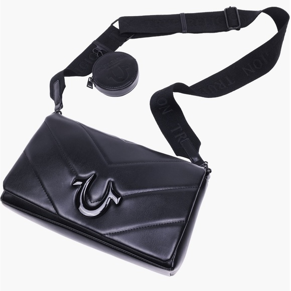 True Religion Black Crossbody Bag with Coin Pouch - Picture 3 of 6